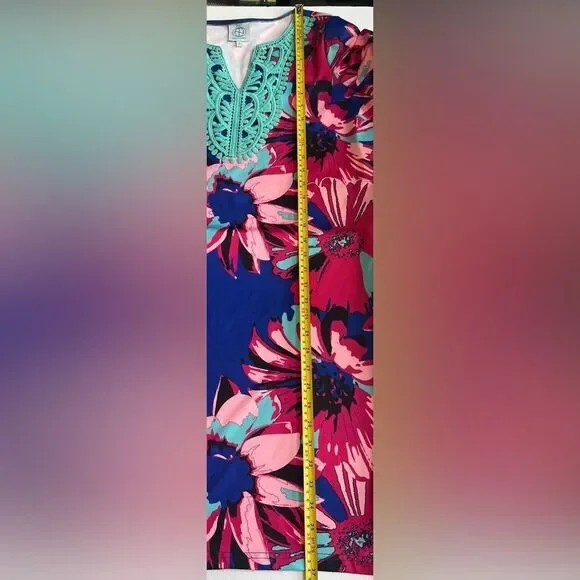 Tracy Negoshian Emilia Shift Print Crochet Neck Mini Dress Size Medium NWOT - Picture 5 of 8